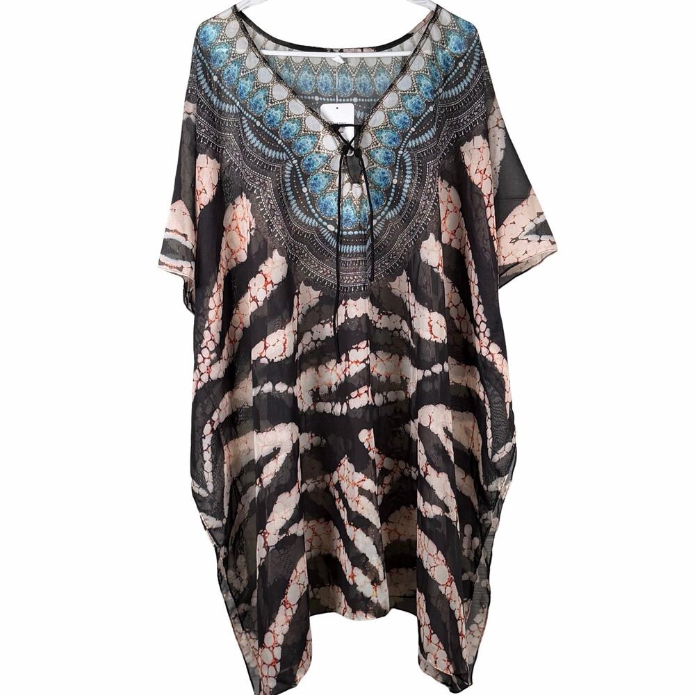 Bon Voyage Swimsuit Coverup Women's One Size Fits Most Lace Animal Print Boho